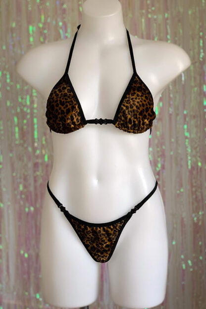 Siren Doll Small Cup Bikini Set - Faux Fur Leopard Front