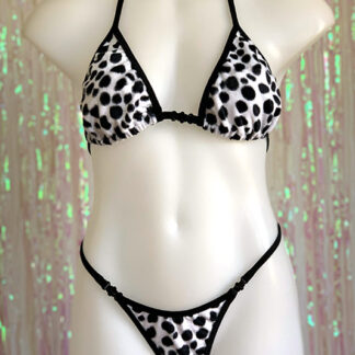 Siren Doll Small Cup Bikini Set - Faux Fur Snow Leopard Front