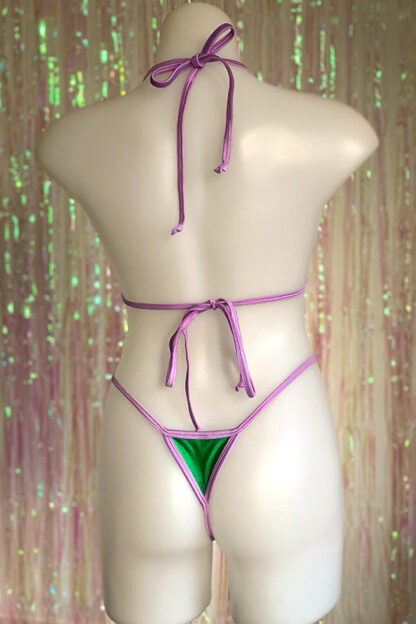 Siren Doll Small Cup Bikini Set - Green & Lavender Back