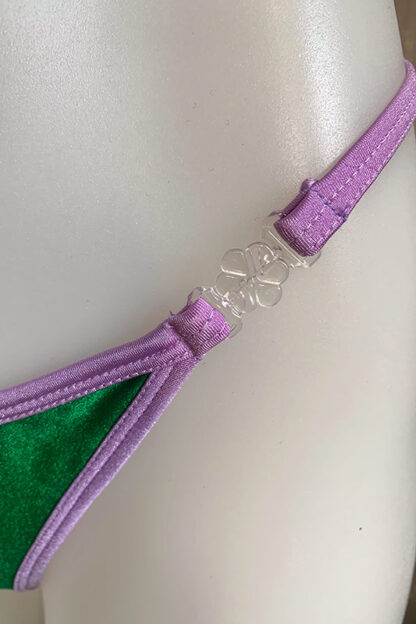 Siren Doll Small Cup Bikini Set - Green & Lavender Clip