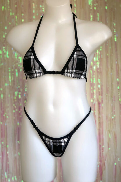 Siren Doll Small Cup Bikini Set - Tartan Black Front