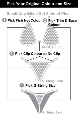 Siren Doll Small Cup Bikini Set - Fishnet + Pick Your Original Colour
