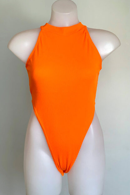 Cotton Like Bodysuit Neon Orange Front
