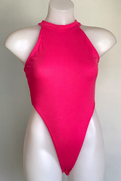 Cotton Like Bodysuit Neon Pink Front
